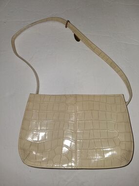 Liz Claiborne Cream Croc-Embossed Shoulder Bag